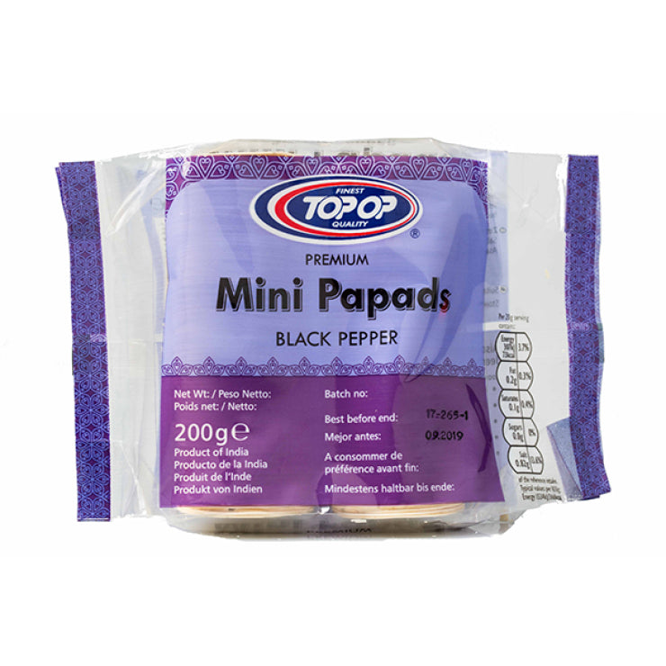 TOPOP Mini Papad Black Pepper 200g