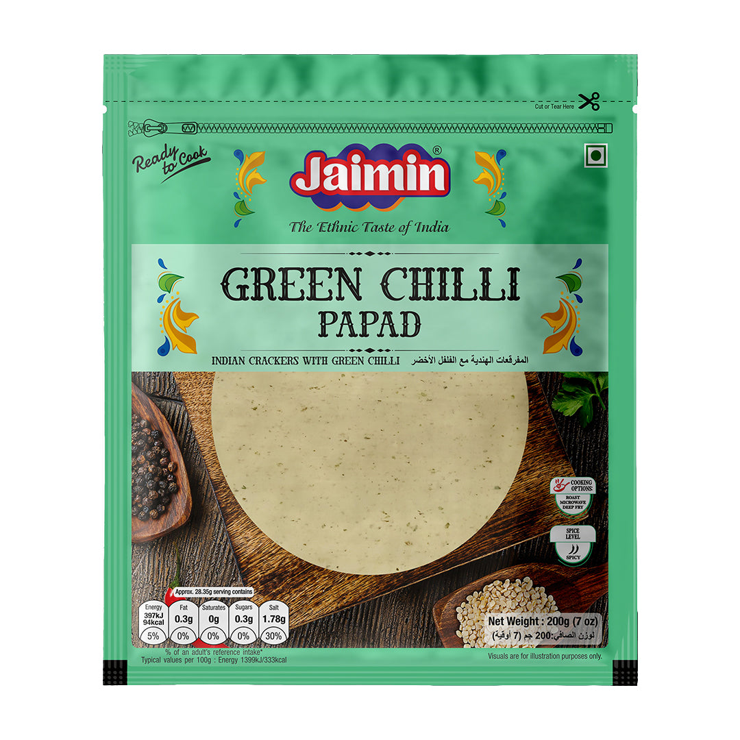 Jaimin Green Chilli Papad 200g